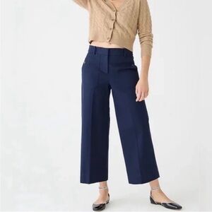 J. Crew Women’s‎ Sydney Wide Leg Blue Cropped Coastal Pants- Size 14 Preppy